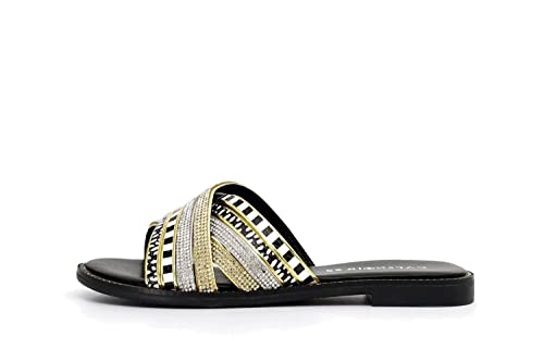 Chaussons croisés Cafè Noir GGD991 d'une élégance rare ornés de strass
