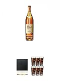  Asbach 5 Jahre Weinbrand 0,7 Liter + Schiefer Glasuntersetzer eckig ca. 9,5 cm Durchmesser + Asbach Cola Gläser 6er Karton