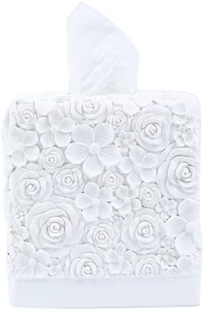 Hymmah Modern Square Tissue Box Cover Holder,Bathroom Accessories Decor Unique Design Tissue Box Cover for Bathroom Vanity Counter Tops Also Great for Bedrooms and Living Rooms