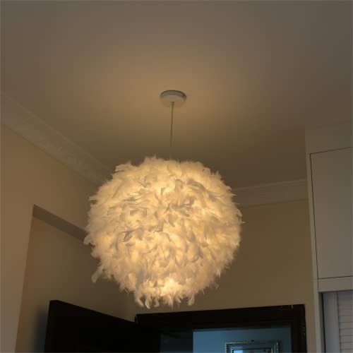 Zyleisenbao White Feather Chandelier Cute Pendant Light For Bedroom,Girls Room，Daughters Room #TOP6