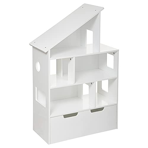 Bibliothèque Maison- coffres à roulettes - Blanc H104 cm - Atmosphera créateur d'intérieur