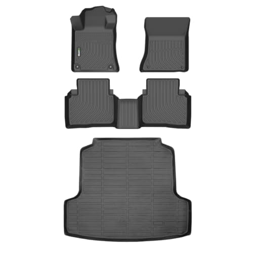 Image of HAFIDI Floor Mats & Cargo Liner Set Fit for 2019-2025 2026 Nissan Altima All Weather Protection TPE Anti-Slip Car Full Set Floor Liners Custom Accessories - Black