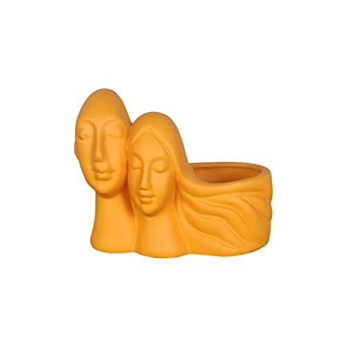 Image of Lasaki Couple Lily Ceramic Pots for Indoor Plants, Planters, Flower, Pots, gamla, Outdoor, Balcony, Home, Garden, Office Decor, Succulent Pot(L - 16 X W - 10 X H - 14.5 cm)(Plants not Included)