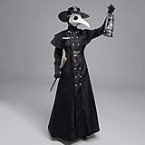 Ficlwigkis Halloween Medieval Steampunk Wind European Plague Doctor COS Clothing (Dress+Leather...