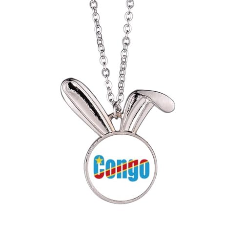 Collier drapeau du Congo avec pendentif lapin pour sublimer vos tenues