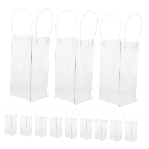 DECORNIJIA 12個透明 アイスワインバッグ 持ち手付き 折りたたみ式 ワラー 保冷ポーチ 冷却機能付き 冷たい ビールや