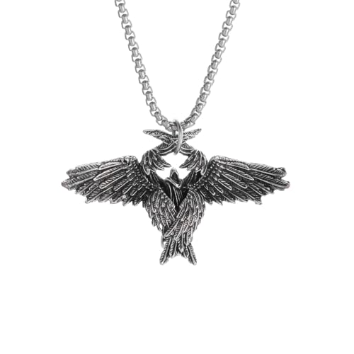 Collier pendentif ailes d'ange mystiques finitions relief rétro homme