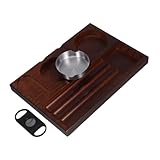 Fabriqué à partir de bois robuste avec des textures, ce cendrier complète sans effort n'importe quel style de décoration, plateau à fentes extérieur, plateau à cigarettes en bois