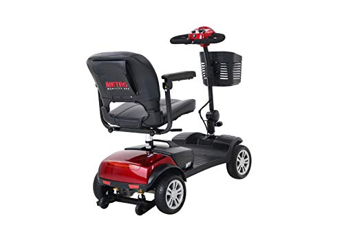 4 Wheel Mobility Scooter Electric Powered Wheelchair Device Compact Mobility Scooters for Adults Elderly Travel Long Range Power Extended Battery with Charger (Red) - Thumbnail 6