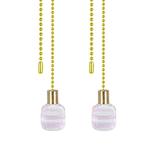 Image of Aspen Creative 20509-22, 12 inch Clear with White Grain Line Glass Knob with Pull Chain in Copper (2 Pack)