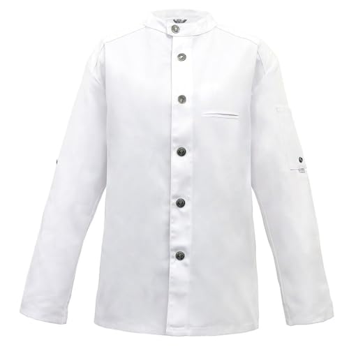 Exner Koch-Jacke im Bikerstyle, Langarm, Druckknöpfe, Farbe Weiss, Größe 4XL