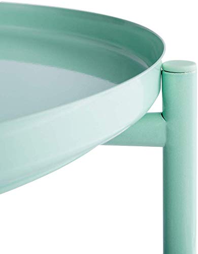 HollyHOME Tray Metal End Table, Sofa Table Small Round Side Tables, Anti-Rust and Waterproof Outdoor & Indoor Snack Table, Accent Coffee Table,(H) 20.28" x(D) 16.38", Mint Green - Image 6