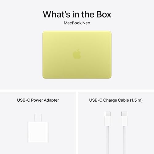 Apple 2026 MacBook Neo 13-inch Laptop with A18 Pro chip: Built for AI and Apple Intelligence, Liquid Retina Display, 8GB Unified Memory, 512GB SSD Storage, 1080p FaceTime HD Camera, Touch ID; Citrus — view 6