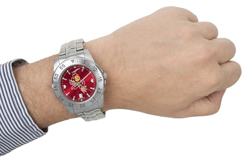 Image of SunTime Men's NCAA Team Sport Watch, 20mm Stainless Steel Strap, Reflective Shiny Dial with Date