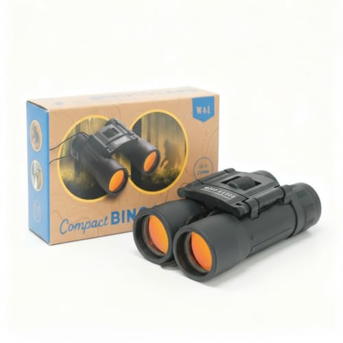 Wildlife Outdoor Adventures Compact Binoculars 10x25 for Kids & Beginners – Foldable, Lightweight with Strap, Pouch & Cloth – Ideal for Travel, Camping, Hiking, Stargazing & Exploration