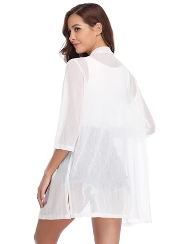 Image of iClosam Women Casual 3 /4 Sleeve Sheer Open Front Cardigan Sweater Kimono