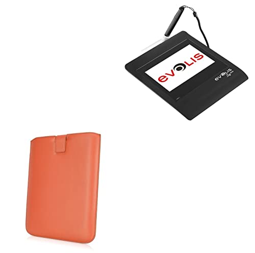 BoxWave Case Compatible with Evolis Sig Activ - Designio Leather Pouch, Padded Genuine Leather Pocket Sleeve Pouch - Bold Orange