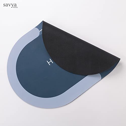 Image of SAVYA HOME Anti Skid Bath Mat | Dry Rubber Backed | Non-Slip Water Absorbing Mat | Door Mats for Bathroom | Mats for Floor | Bathroom Mats | Bathroom Accessories | Home Decor | Blue - 40 X 60cm