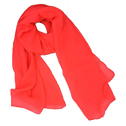 Tapp Collections Fashionable Solid Color Chiffon Scarf - Neon Coral