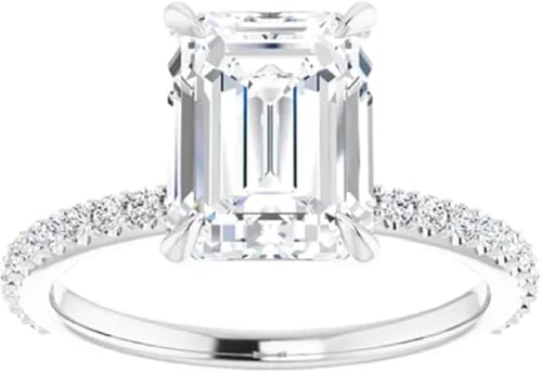 1CT-5CT Emerald Cut, VVS1 Colorless Moissanite, Engagement Ring Wedding Band Gold Silver Eternity Solitaire Halo Vintage Antique Promise Ring2