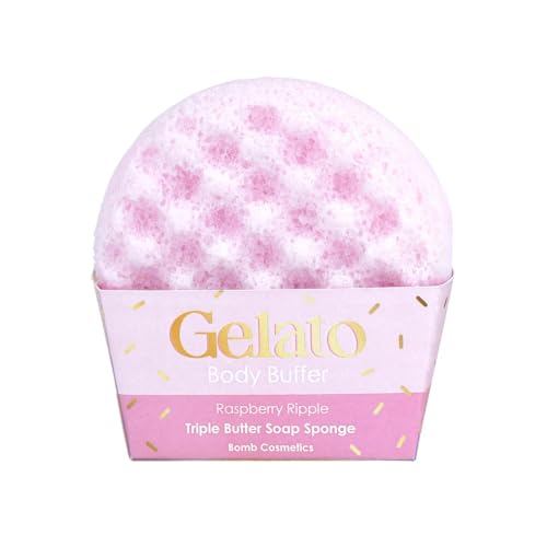 Bomb Cosmetics Raspberry Ripple Gelato Éponge de savon triple beurre