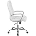 Flash Furniture Whitney High-Back Swivel LeatherSoft Desk Chair with Padded Seat and Armrests, Adjustable Height Padded Office Chair, White/Chrome
