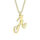 RUOOUY Heart Initial Necklace for Women Dainty 14K Gold Plated Letter Necklace Stainless Steel Box Chain 17+2 inch Personalized Initial Name Pendant Minimalist Jewelry Birthday Gift (A)