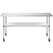 KUTLER Stainless Steel Table 24 x 72 Inches with Caster Wheels, NSF Heavy Duty Commercial Prep and Work Table with Undershelf for Restaurant, Hotel, Home