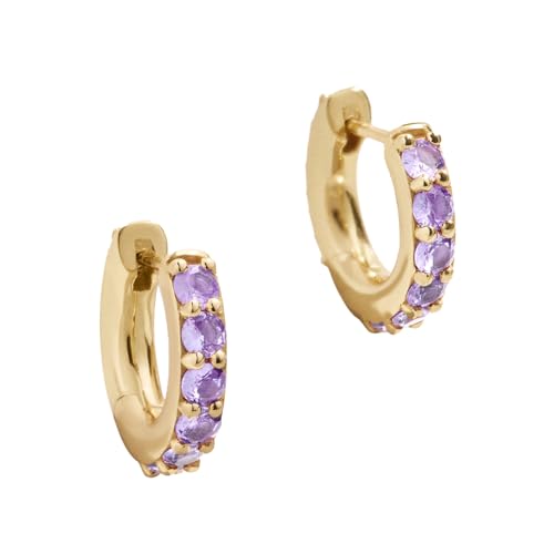 18K Gold-Plated Sterling Silver Birthstone Huggie Earrings