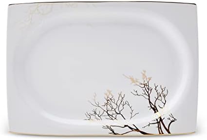 Karaca Autumn Cream 60-Piece Dinner Service Tableware Set for 12 People, Porcelain, Angular, Combination Service, 12 People, Cream Color Porcelain Tableware Set