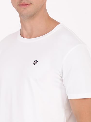 Image of Macroman M-Series Smartz Basics Half Sleeve Round Neck Stretch T-Shirt for Men, Cotton Blend (Pack of 1)
