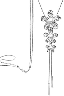 Shining Diva Fashion Crystal Flower Stylish Long Chain Pendant Necklace for Women and Girls