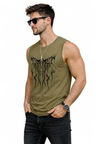 Image of JUGULAR Tank Tops Sleeveless T-Shirt for Men Gym Wear Vest Printed Stylish Round Neck Running for Sports Workout Fitness & Casual or Beach Wear