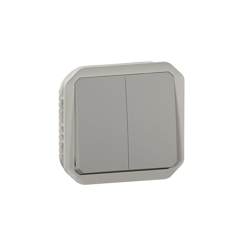 Commande double Legrand Plexo gris 10A : contrôlez deux zones humides sans risque