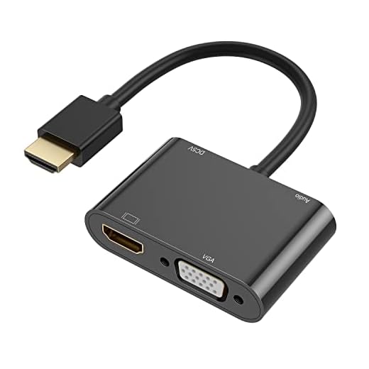 HDMI to VGA HDMI Adapter, Dual Display 4k HDMI to VGA HDMI Splitter Converter with Charging Cable and 3.5mm Audio Cable for Monitor, PC, Laptop, Ultrabook, Raspberry Pi, Chromebook and More