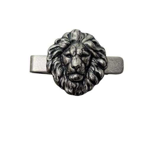 Handmade Oxidized Silver Lion Tie Clip