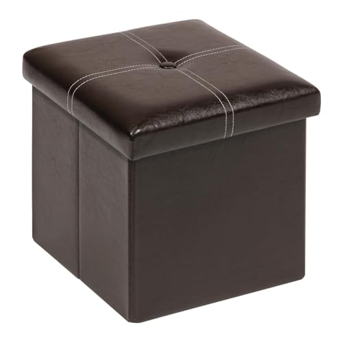 Bonlife Baúl Polipiel Cajas de Almacenaje Mesas Plegables Pequeñas Apoya Pies Oficina Banquetas para Dormitorio Sofas de Salon (Marrón)