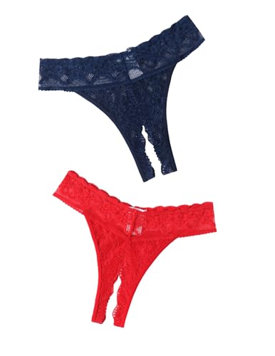 Image of Avidlove Sexy Panties for Women Lace Cheeky Underwear Low Rise T Back Hipster Thong 1-3 Pack