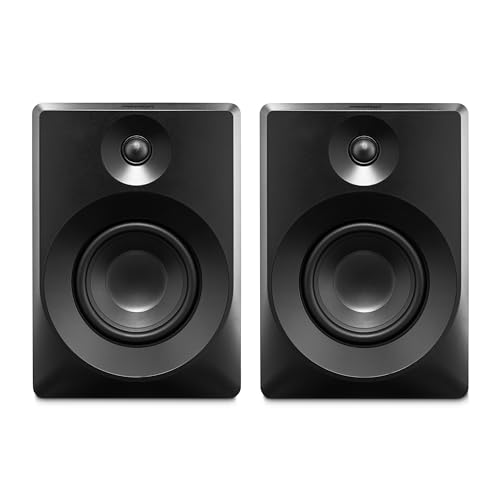 MEDION P61925 Altavoz de estantería (Activo y pasivo, Carcasa de Madera, Sistema de 2 vías, Bluetooth5.0, Tweeter y Subwoofer Integrados, botón Giratorio, Entrada óptica SPDIF, Line In RCA