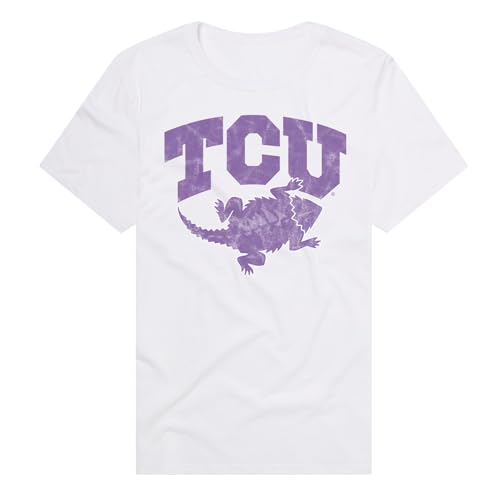 Texas Christian University Horned Frogs Simple T-Shirt Unisex, White, S