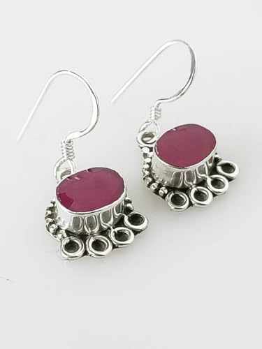 Boucles d'oreilles rubis anti-ternissement argent 925 - 2