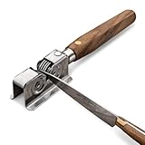 Knife Sharpener - Handheld Manual Sharpening Tool for Fixed Blades, Pocketknives, and Kitchen Knives - Blade Sharpener with Rotating Steel Sharpening Discs and Bubinga Handle by Kings County Tools