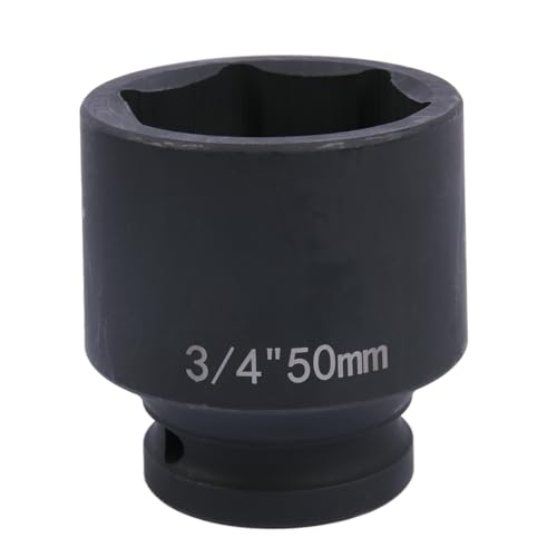 Image of szkoo 3/4" Drive 50mm Impact Socket，6-Point Standard Impact Sockets Made with Chrome Molybdenum Alloy Steel, Metric