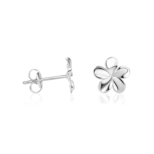 Boucles d'oreilles fleurs or blanc 585 cadeau d'anniversaire précieux