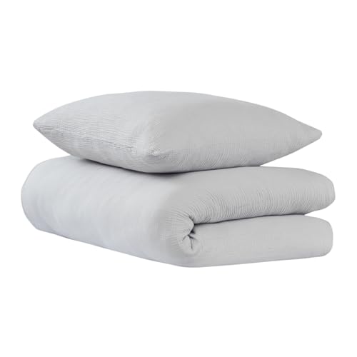 Uncover by Schiesser Bettwäscheset Lennox - Musselin - 2-teilig - 135x200cm - Hellgrau