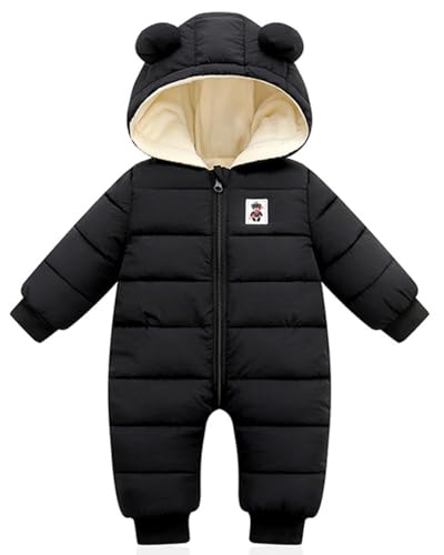 Minizone - Bébé Barboteuse à Capuche, Hiver Grenouillères Garçons Filles Manche longue Jumpsuit Manteau Chaud Fleece Enfant Vêtement Cadeau 3-6 mois