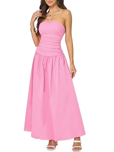 Yulaviniee Womens Strapless Tube Top Corset Maxi Dress for Wedding Guest, Elegant Party Dress