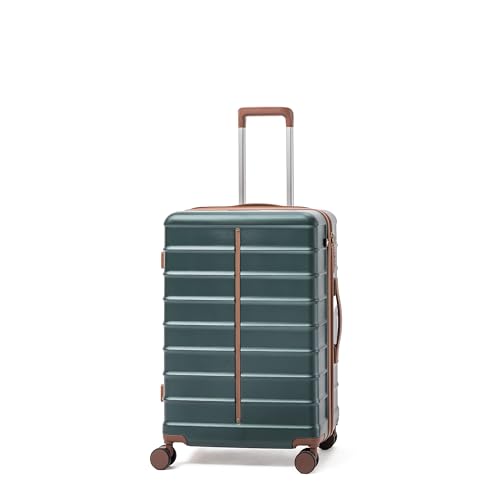 Image of Assembly Medium Check-in Luggage with Anti-Theft Features & TSA Lock, Durable Polycarbonate Hard Shell Suitcase for Travel, Green, 24-Inch