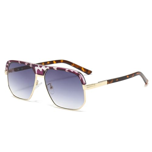 Lunettes de soleil carrées rétro élégantes avec nuances dégradées léopard chic