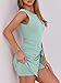 Caracilia Women Summer Sleeveless Bodycon Tie Cinched Waist Romper Skort Mini Dress Built in Shorts Night Out Vacation Dress Mint Small